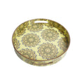 Wooden Yellow  Florals Tray (Round)