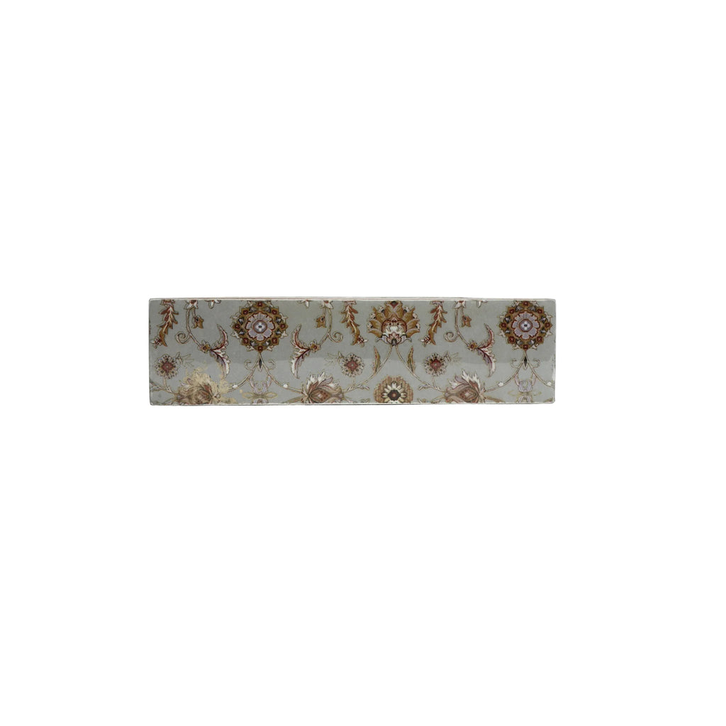 Wooden Gold Flower Digital Printed Weight Tissue Napkin Holder with Weighted Arm (Square)