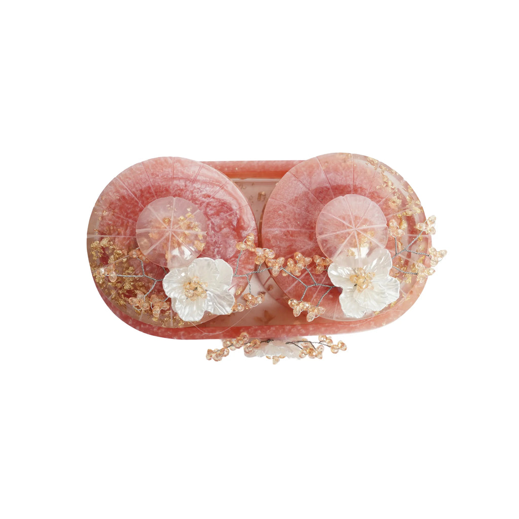 Resin Jar Set of 2 with Decorative Tray – Airtight Kitchen Storage Containers | 8.5″ x 3.5″ Tray + 3.5″ & 3″ Jars | Dry Fruit, Snack, Modern Home Decor Gift