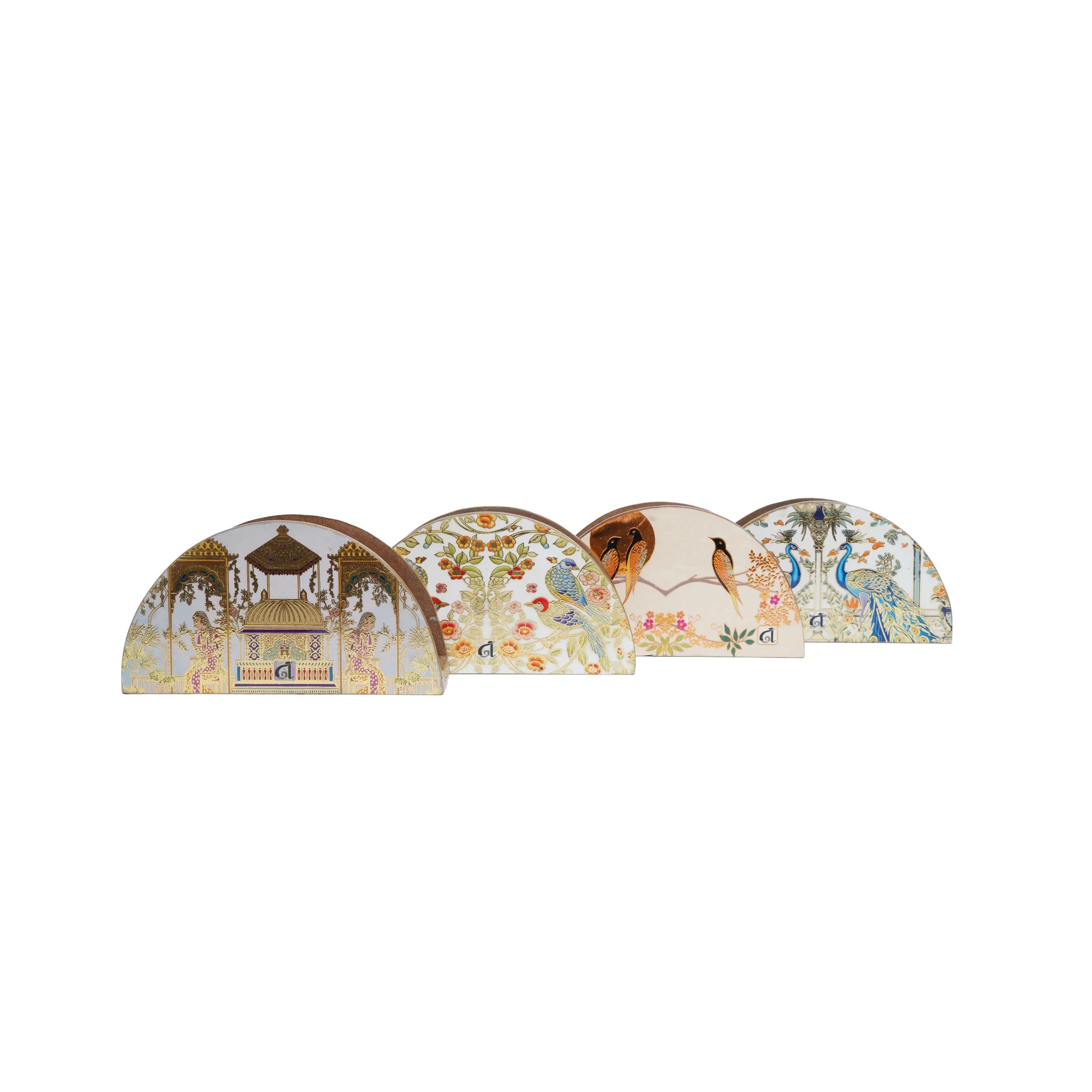 Wooden D Shape Digital Printed Tissue Holder Stand