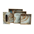 Wooden Italian Marble  Serving Trey set of 3+Tissue Paper Box