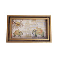 Wooden Royal Elephant with places & sunset serving Tray  Set of 2 with Gold Engraving (Rectangle)