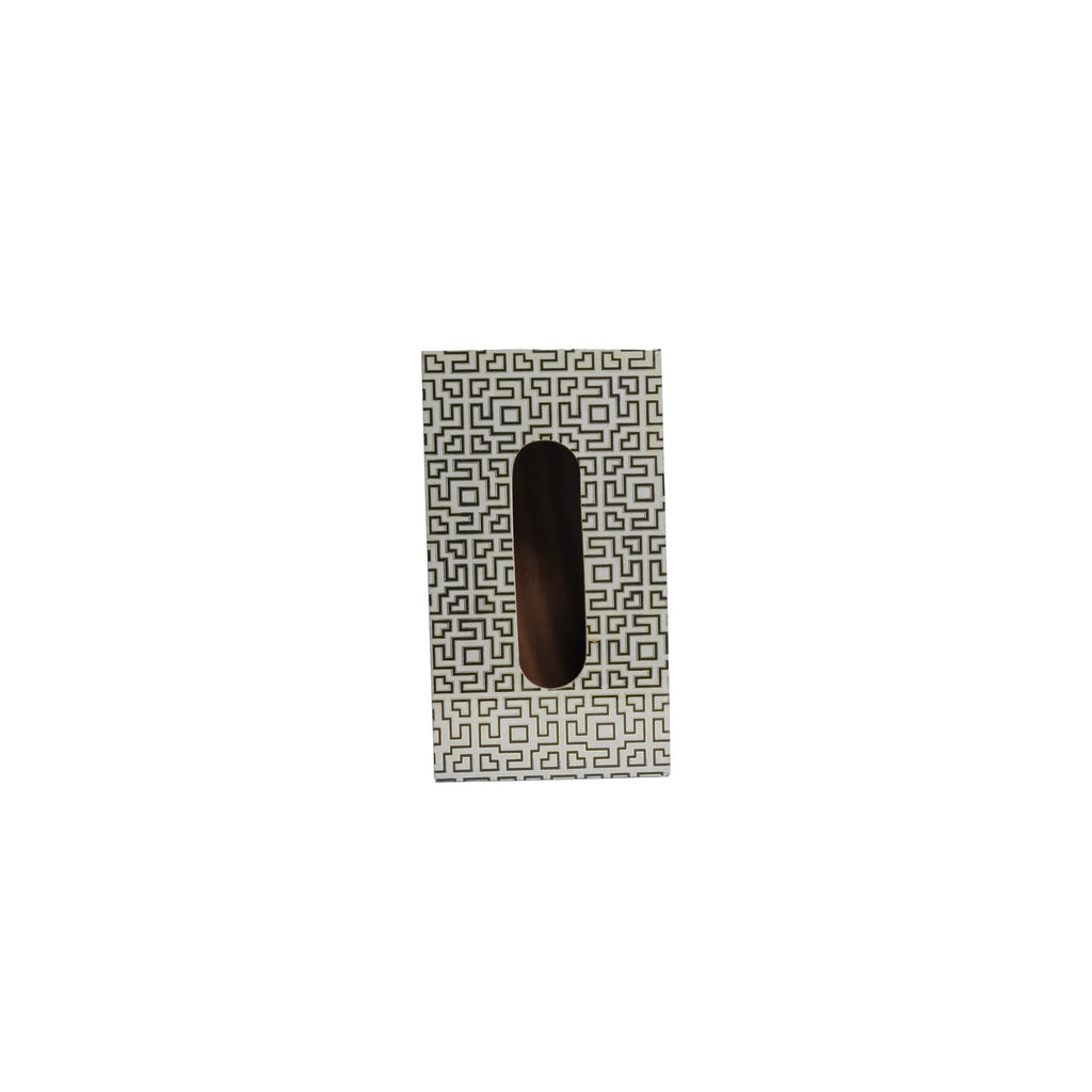 Wooden Black With Gold Border Serving Tray  Set of 2 with Gold Engraving+Tissue Box (Rectangle)