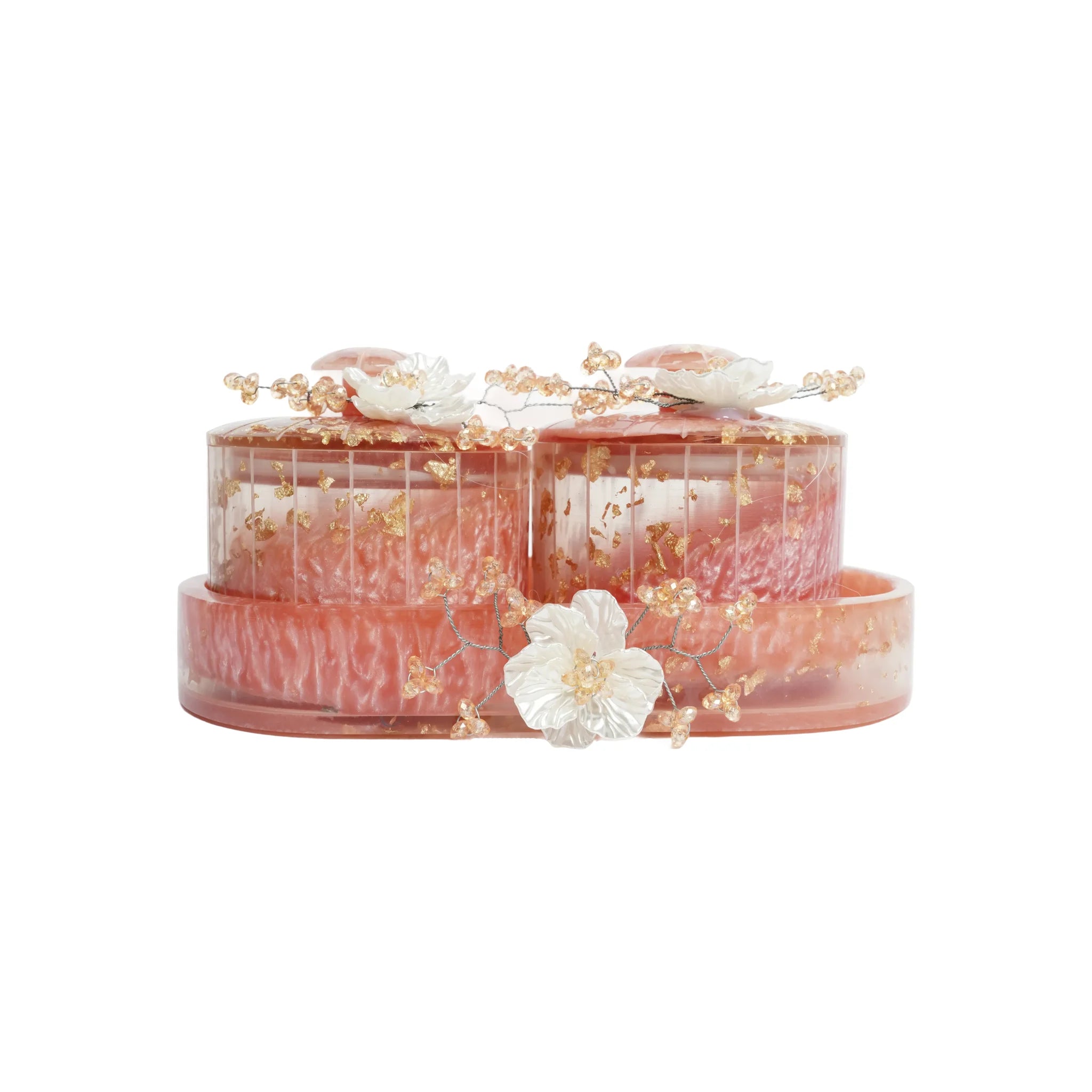 Resin Jar Set of 2 with Decorative Tray – Airtight Kitchen Storage Containers | 8.5″ x 3.5″ Tray + 3.5″ & 3″ Jars | Dry Fruit, Snack, Modern Home Decor Gift