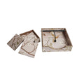 Wooden  Floral Digital Printed Weight Tissue Napkin Holder Square Shaped with Weighted Arm+Wooden Coaster Set of 6 with Holder