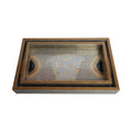 Wooden  Black Gold  Boarder Tray  Set of 2 with Gold Engraving (Rectangular)