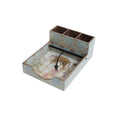 Wooden Mughal miniature Digital Printed Tissue & Cutlery Holder Decorative Organizer 3 Compartment Cutlery + Weight Tissue Holder
