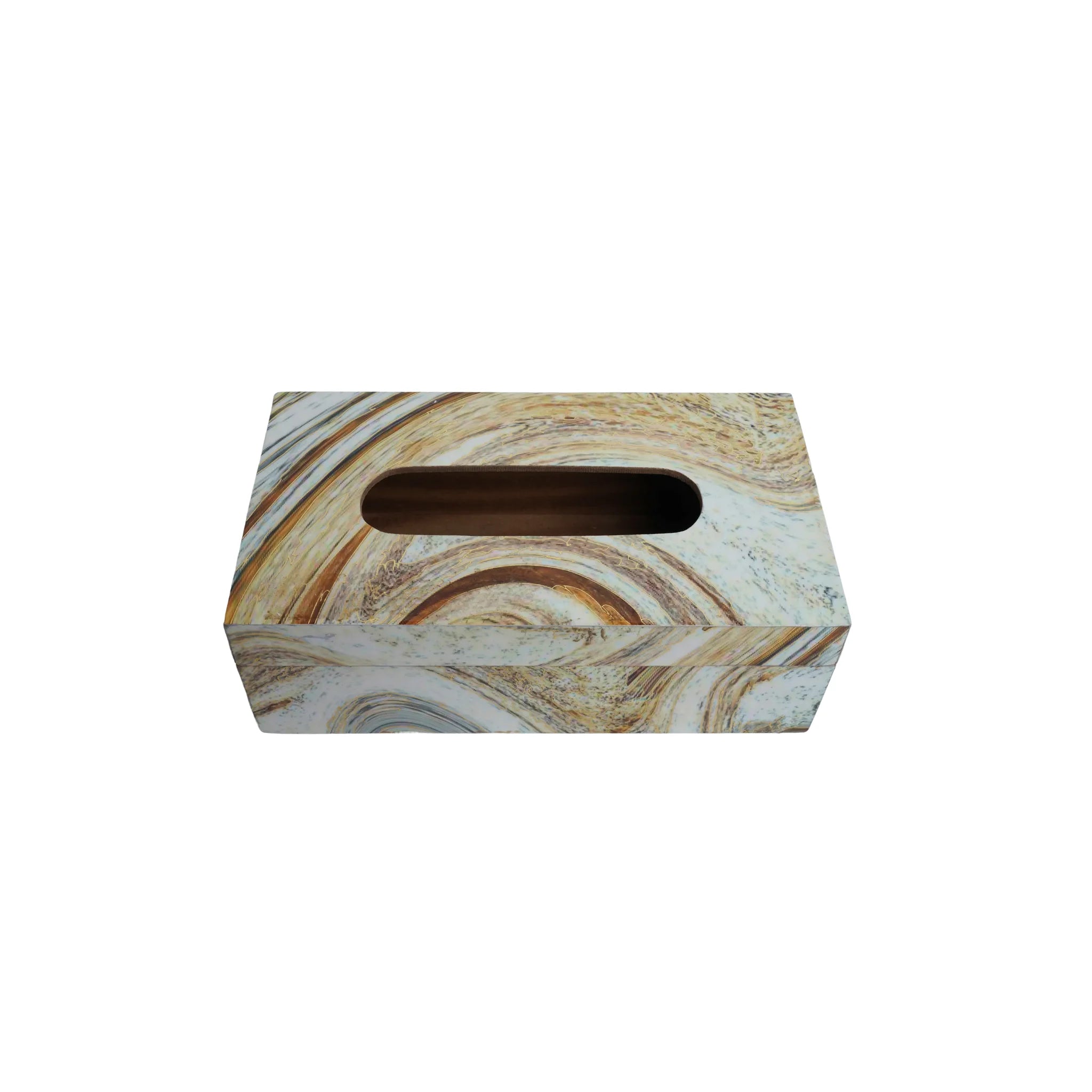 Wooden Italian Marble  Serving Trey set of 3+Tissue Paper Box