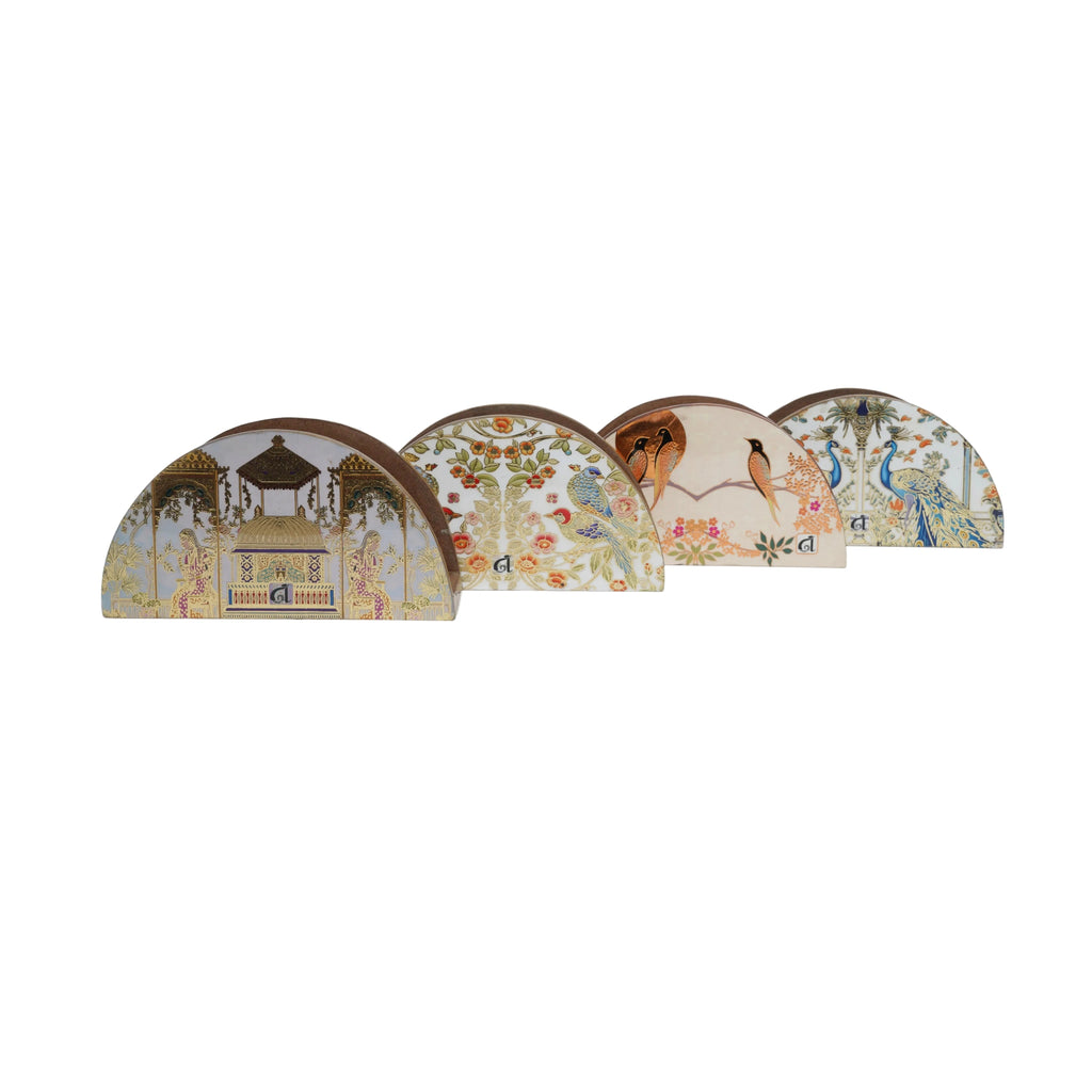 Wooden Digital Printed Tissue Holder Stand with Full Size Tissue Paper for Home & Kitchen Dining Table - Wood Decorative Napkin Paper Holder (6.6 x 3.4 x 2 Inch)