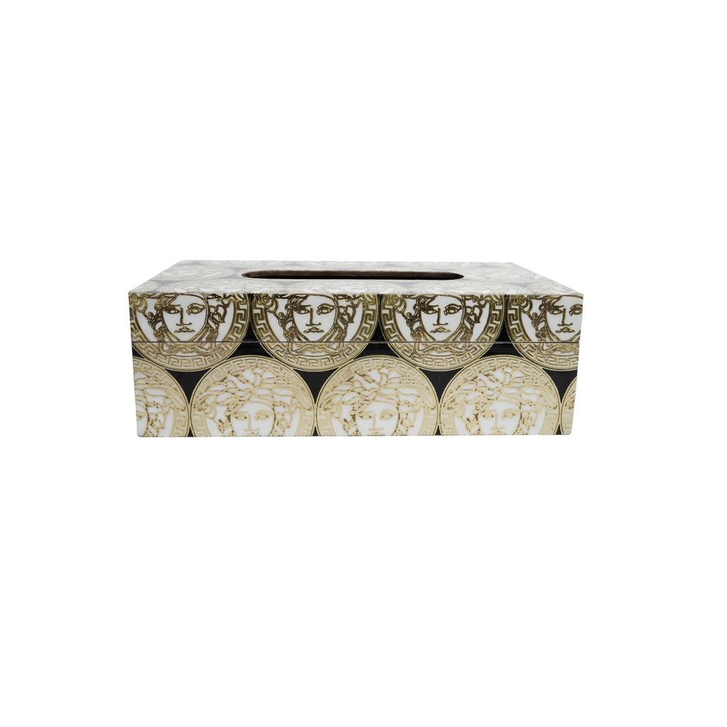 Wooden Golden & Black Art Digital Printed Tissue Paper Box