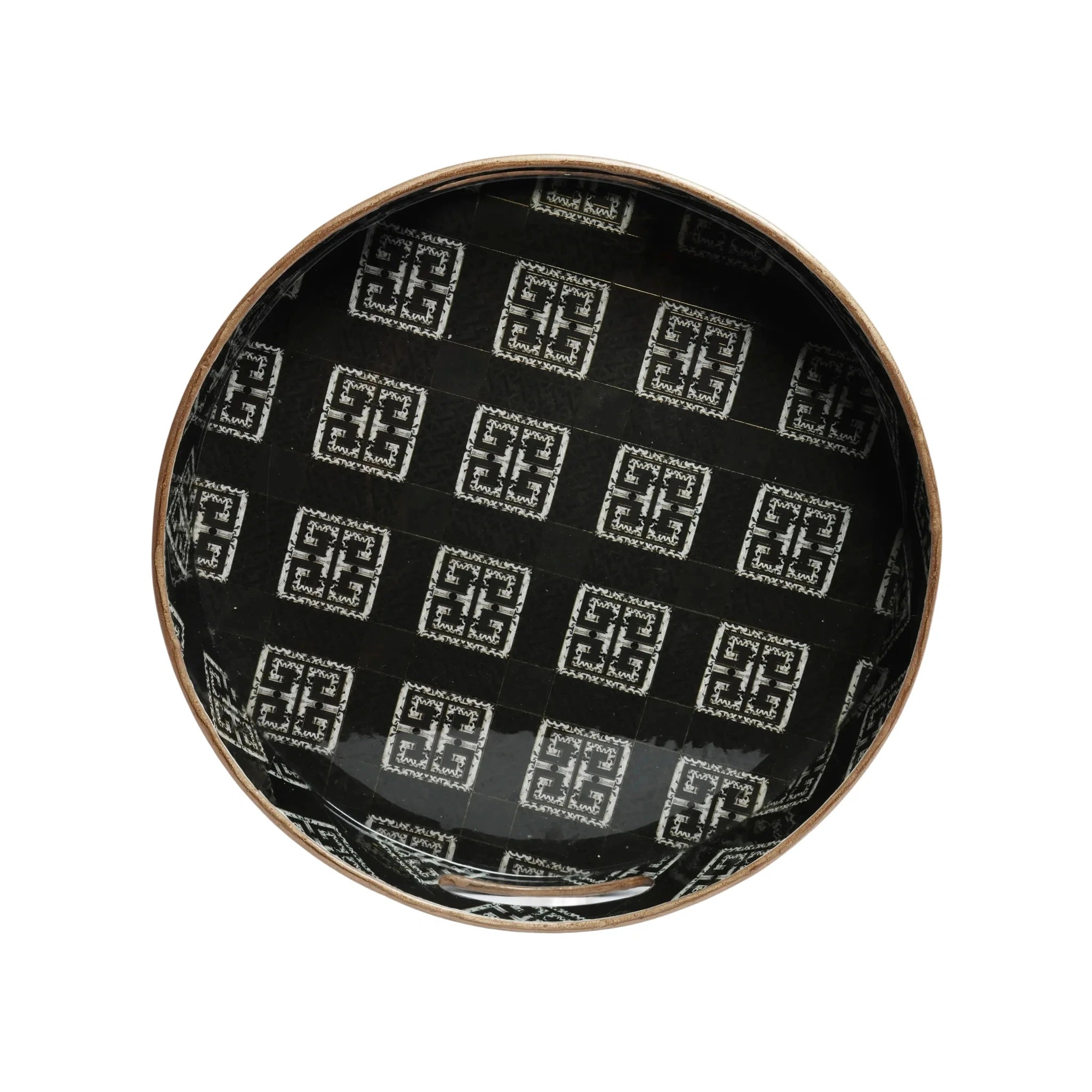 Wooden Block Art Serving Tray (Round)