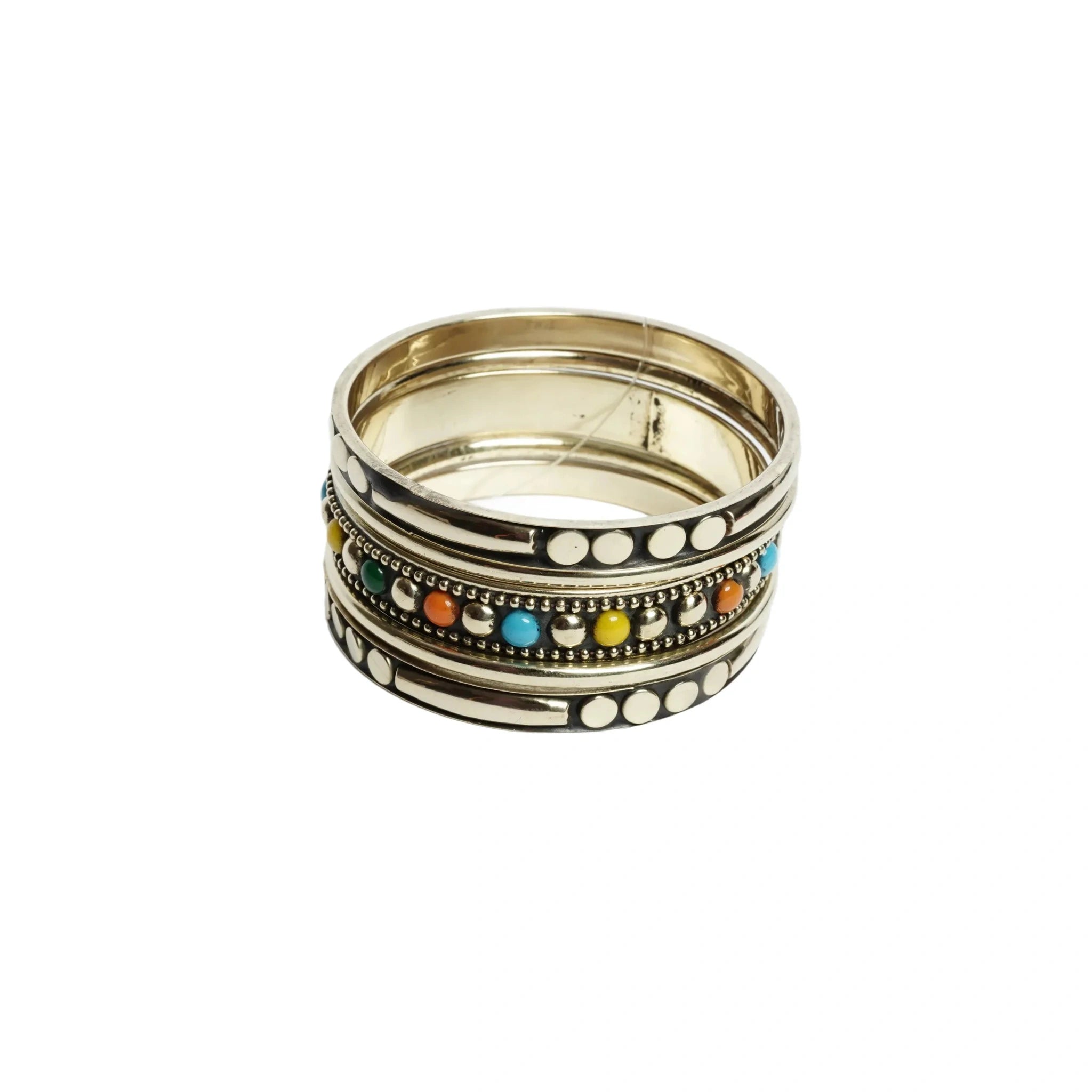 Gold Tone & multicolored Bangle Bracelet Set for Women - Assorted Stackable Bangles with Resin Work, Fashion Jewelry for Wedding, Party, Daily, Office - gift for her