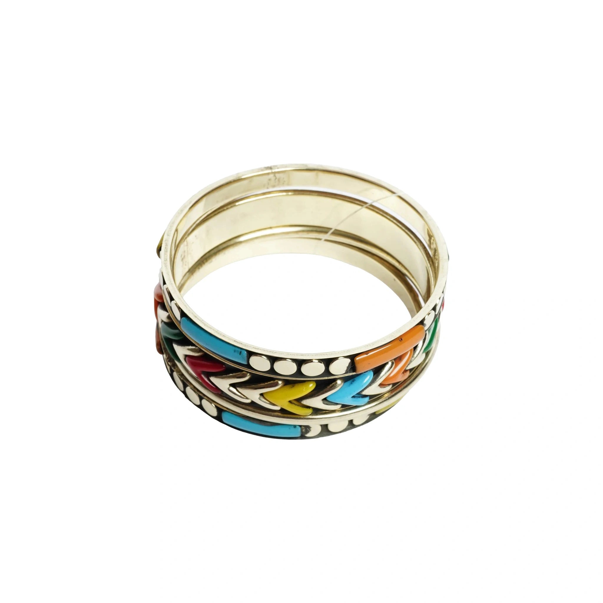 Gold Tone & multicolored Bangle Bracelet Set for Women - Assorted Stackable Bangles with Resin Work, Fashion Jewelry for Wedding, Party, Daily, Office - gift for her