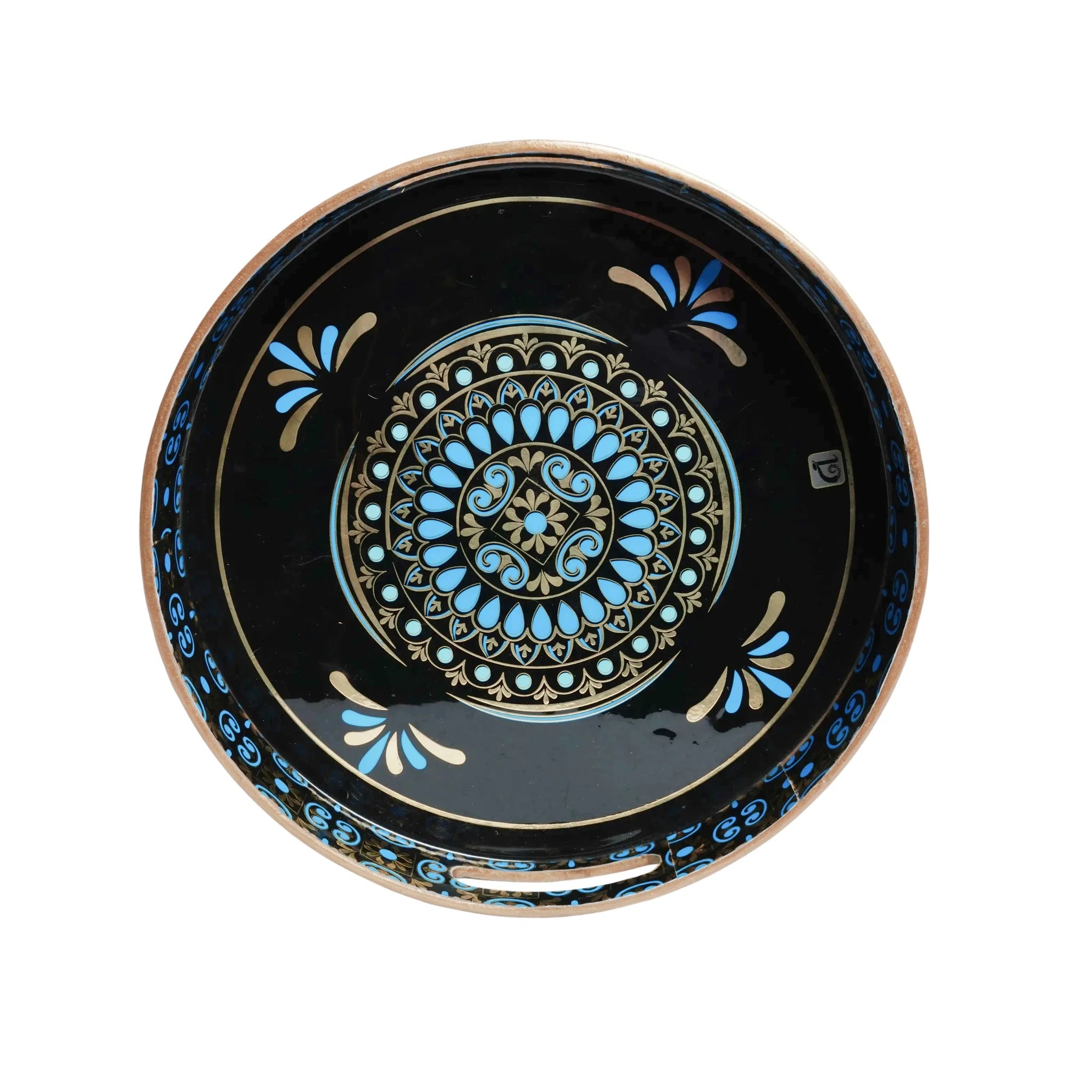 Wooden Rangoli Art Serving Tray  (Round)
