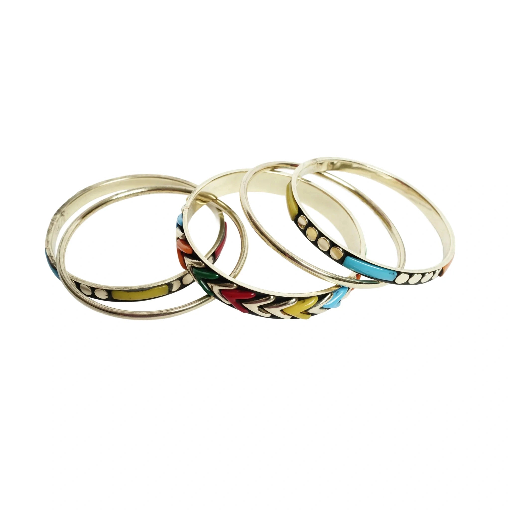 Gold Tone & multicolored Bangle Bracelet Set for Women - Assorted Stackable Bangles with Resin Work, Fashion Jewelry for Wedding, Party, Daily, Office - gift for her
