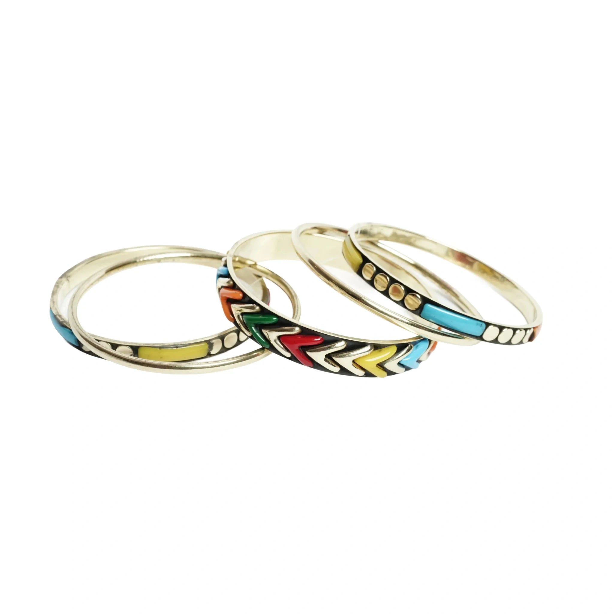 Gold Tone & multicolored Bangle Bracelet Set for Women - Assorted Stackable Bangles with Resin Work, Fashion Jewelry for Wedding, Party, Daily, Office - gift for her