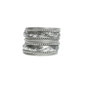 Women's oxidized silver tone floral engraved and rope twist stackable bangle bracelet set ethnic boho antique style fashion jewelry set of 8 pieces