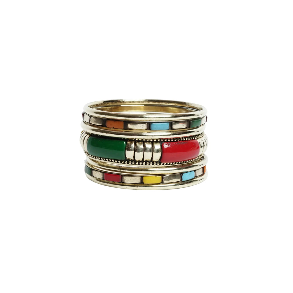 Women's Multicolour Traditional Stone Bangles Set