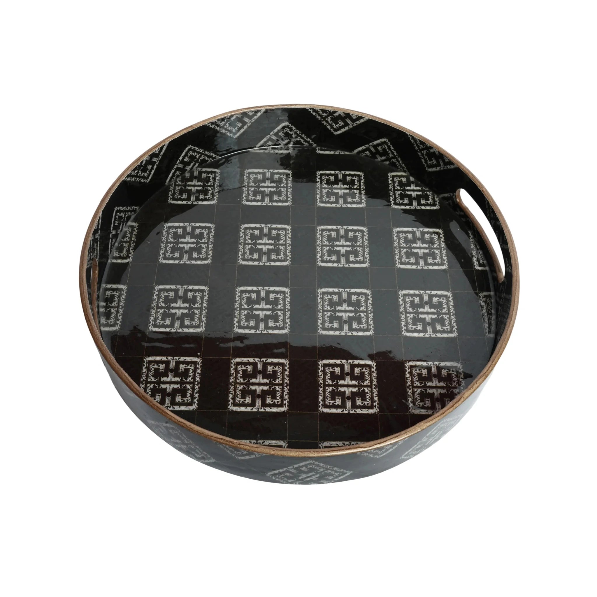 Wooden Block Art Serving Tray (Round)