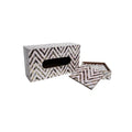 Wooden Zig -Zag Pink & BlackTissue Paper Box +Wooden Coaster Set  of 6 with Holder