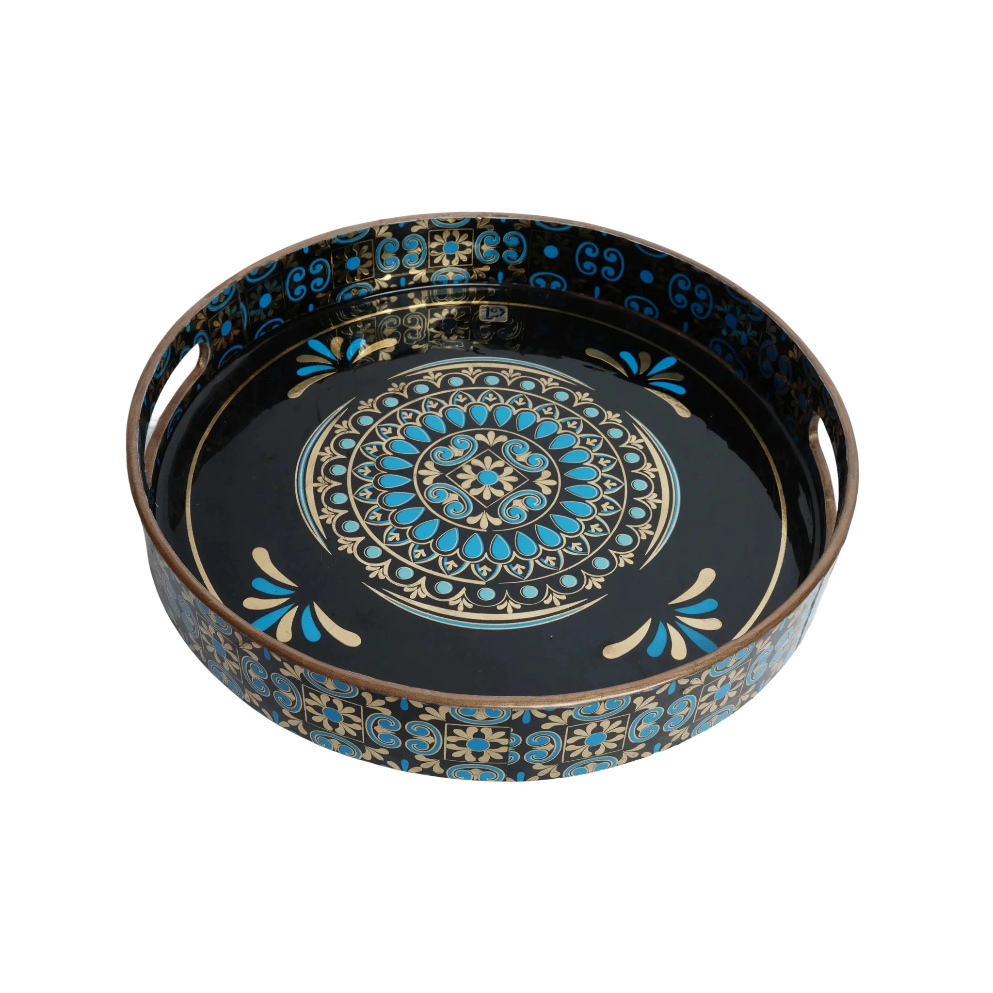 Wooden Rangoli Art Serving Tray  (Round)