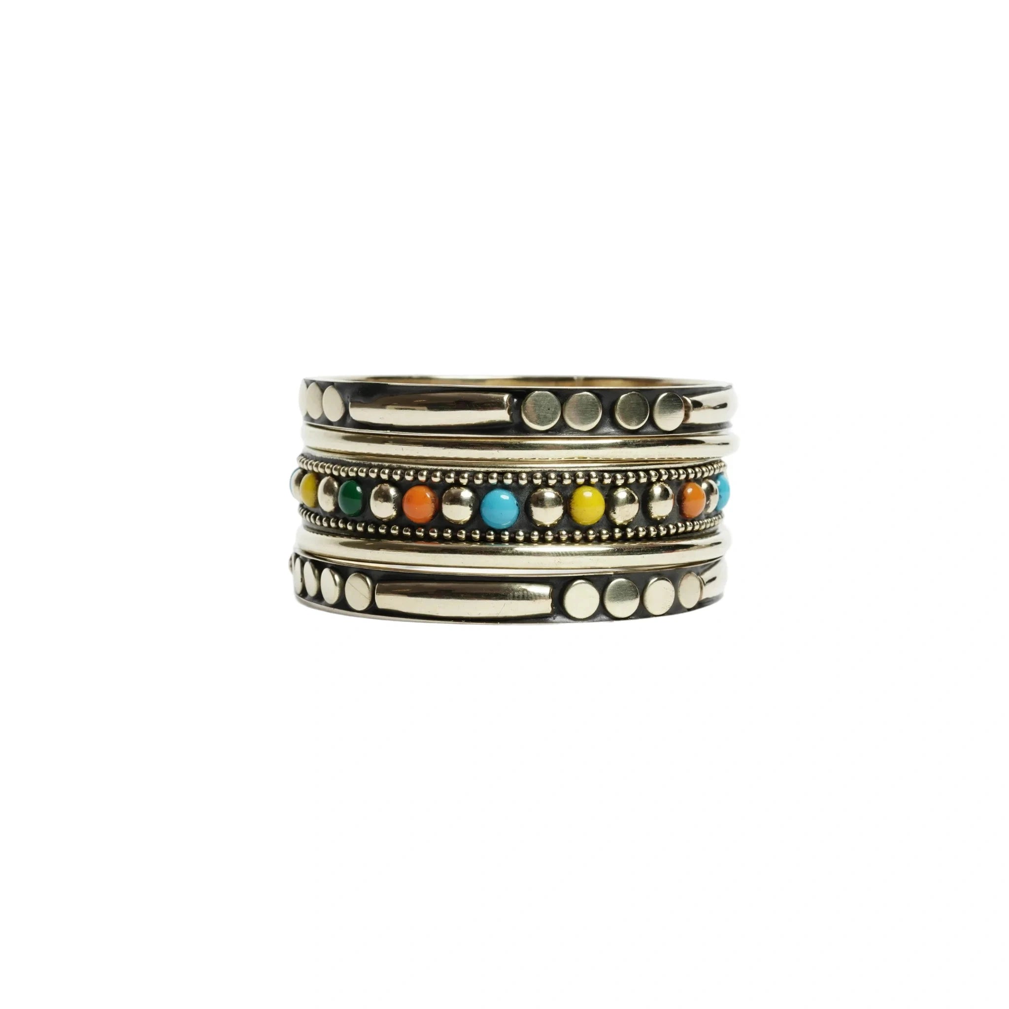 Gold Tone & multicolored Bangle Bracelet Set for Women - Assorted Stackable Bangles with Resin Work, Fashion Jewelry for Wedding, Party, Daily, Office - gift for her