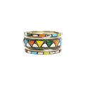 Multicolor Enamel Herringbone Pattern Bangle Bracelet Set Gold Tone Stackable Bangles for Women