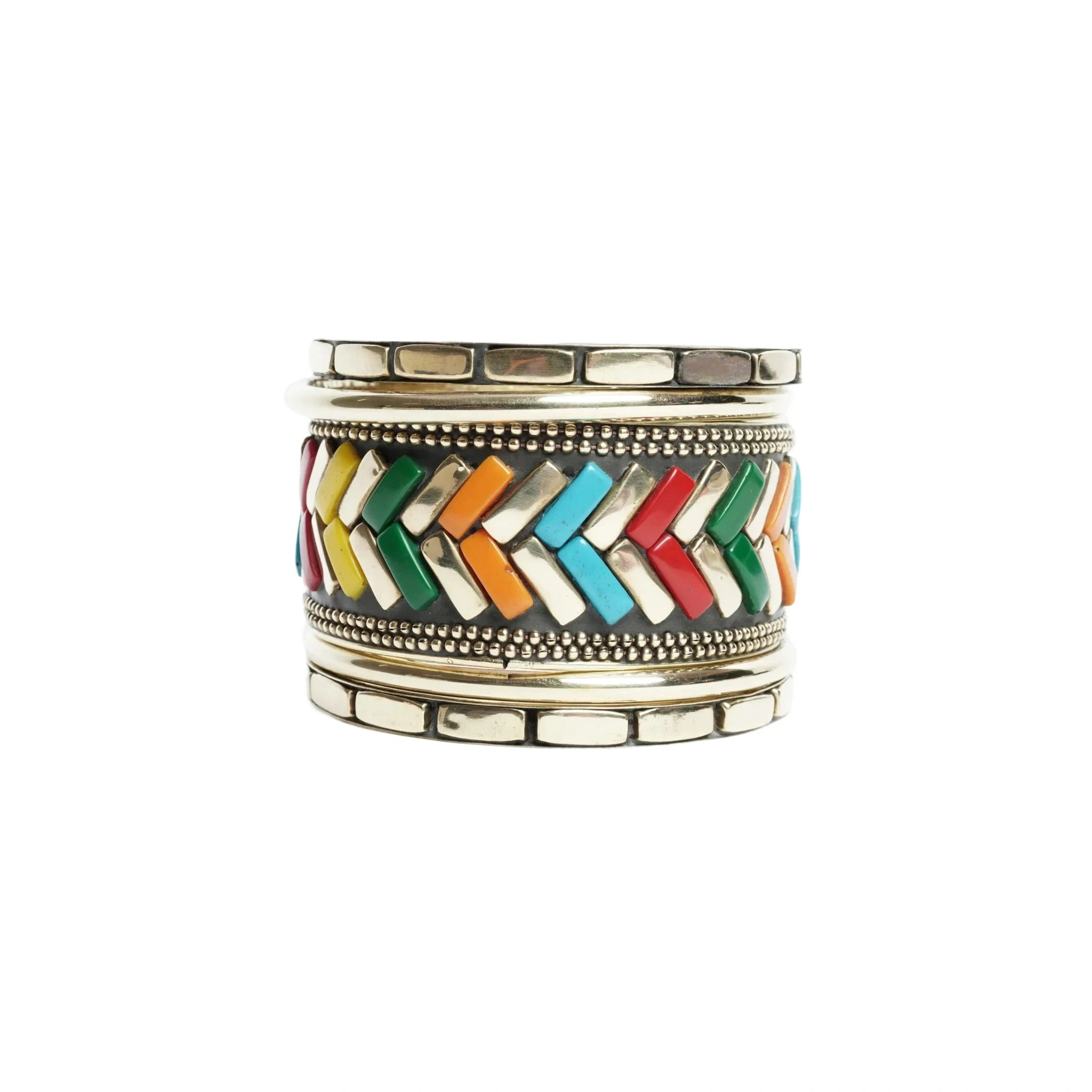 Multicolor Enamel Triangle Pattern Bangle Bracelet Set Gold Tone Stackable Bangles for Women Set