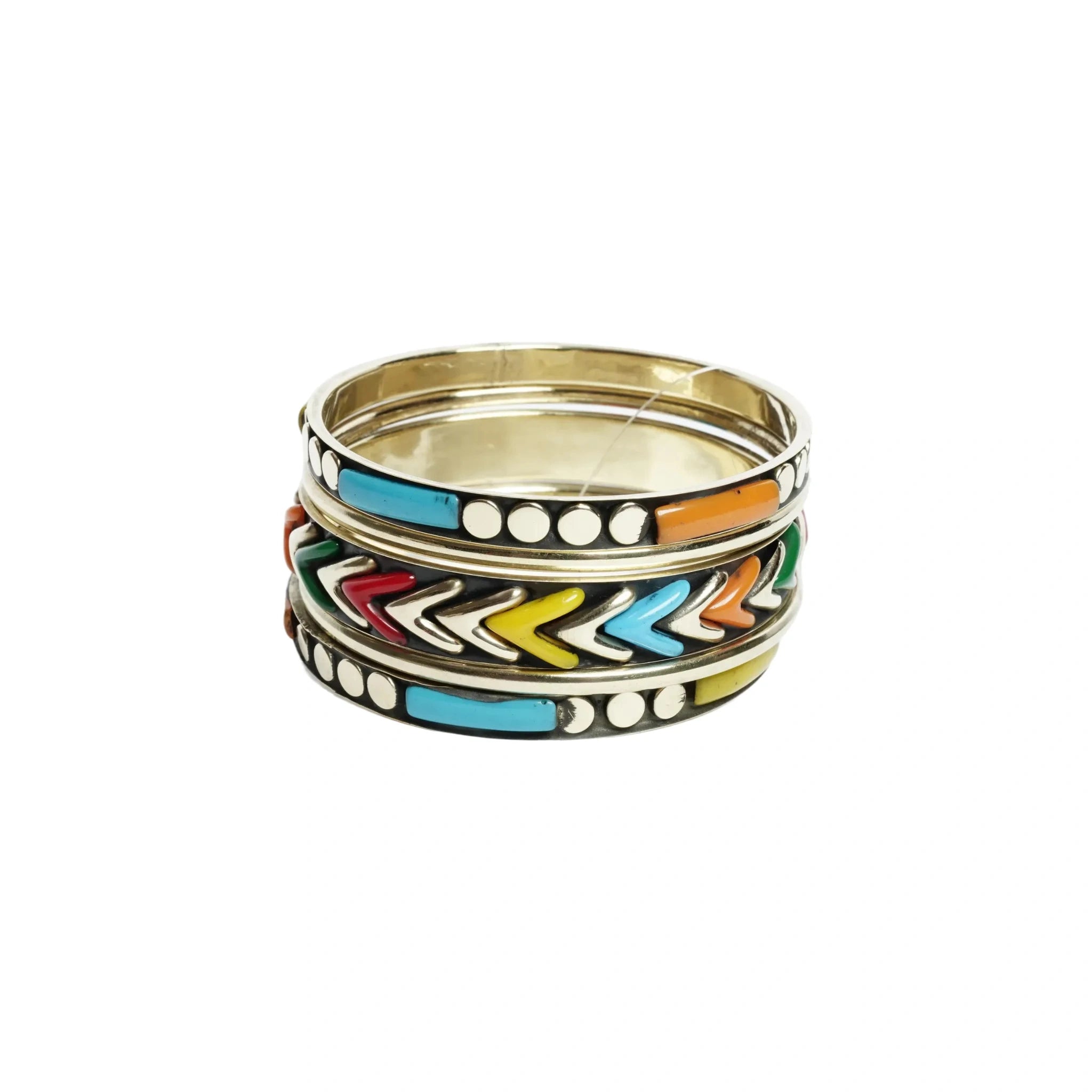 Gold Tone & multicolored Bangle Bracelet Set for Women - Assorted Stackable Bangles with Resin Work, Fashion Jewelry for Wedding, Party, Daily, Office - gift for her