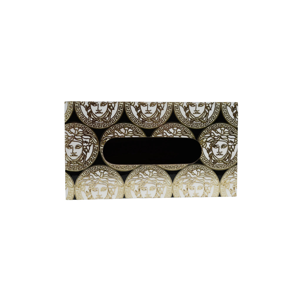 Wooden Golden & Black Art Digital Printed Tissue Paper Box