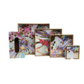 Wooden Fluid Art Coaster Set of 6 with Holder+Wooden Serving Tray Set of 3 +Wooden Digital Printed Tissue Paper Box (Square)