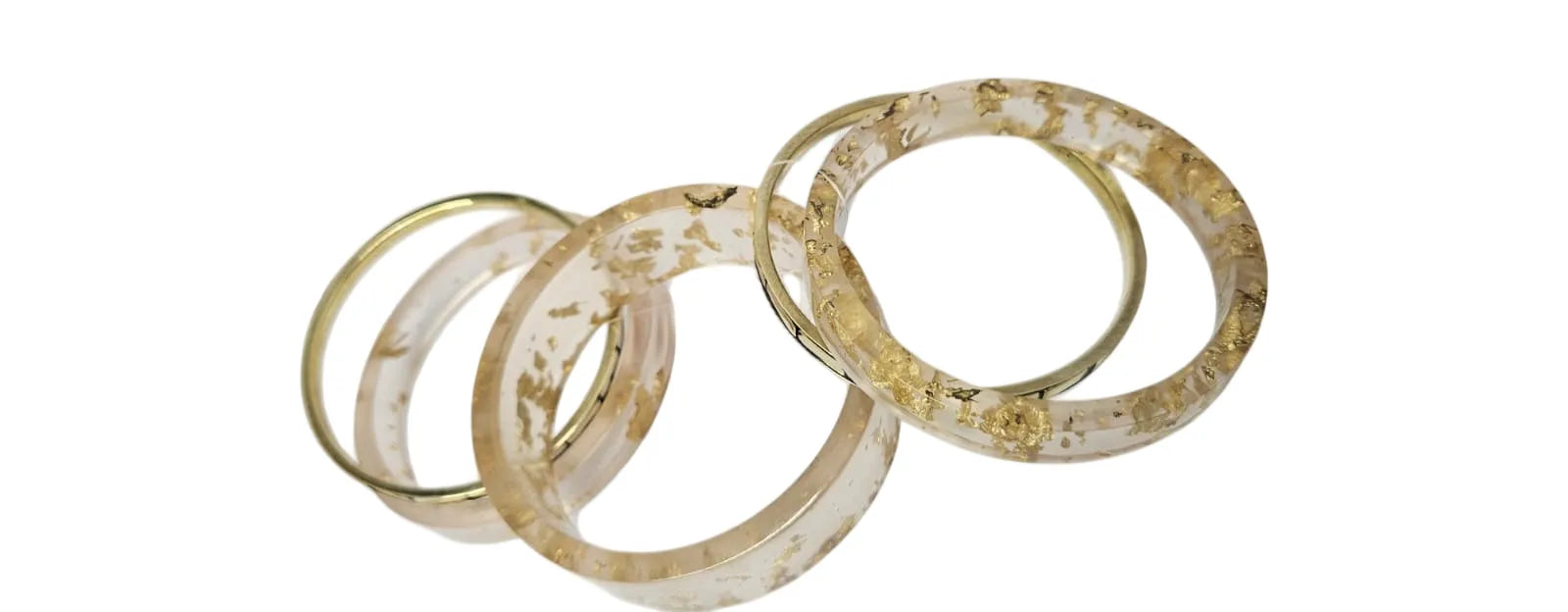 Handmade Resin Bangle Bracelet Set for Women - Resin & Brass Accents Bohemian Ethnic Jewelry, Set of 3 Resin kada & 2 brass chudi